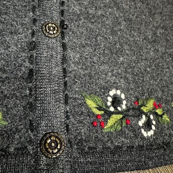 ALPS Gray Grey Wool Embroidered Floral Vest Metal Buttons XL - Picture 3 of 15